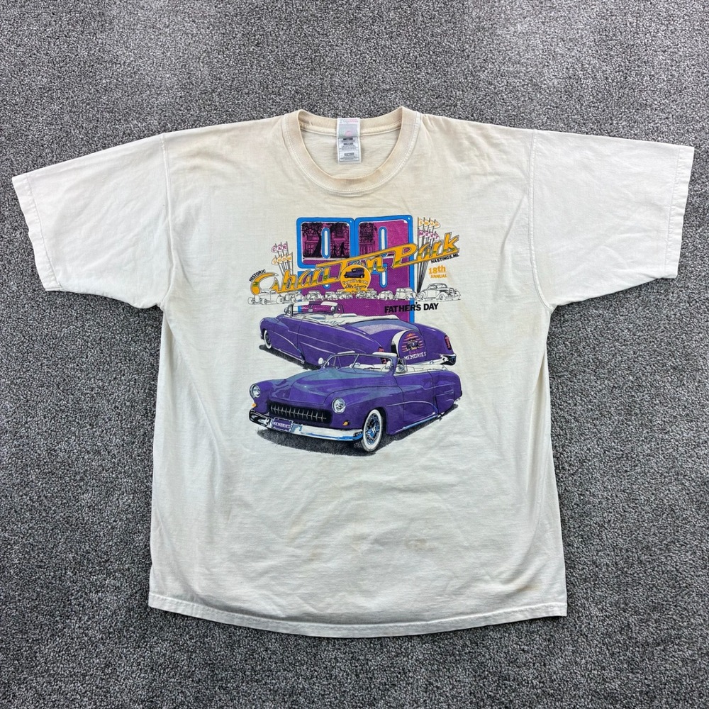 Vintage Charlton Park Car Show Shirt Mens XL White Downs Manufacturing Racing